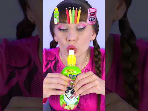 ASMR Emoji Juice Sticks, Candy, Drink #shorts