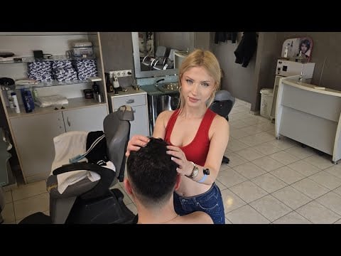 💈DON’T LET THOSE GREEN EYES FOOL YOU 😏 FOAMY ASMR SCALP MASSAGE & BACK SCRATCH by LADY BARBER IRIS