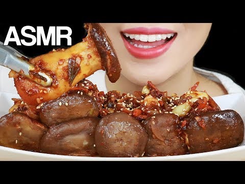 ASMR SPICY KING OYSTER MUSHROOMS Eating Sounds Mukbang No Talking