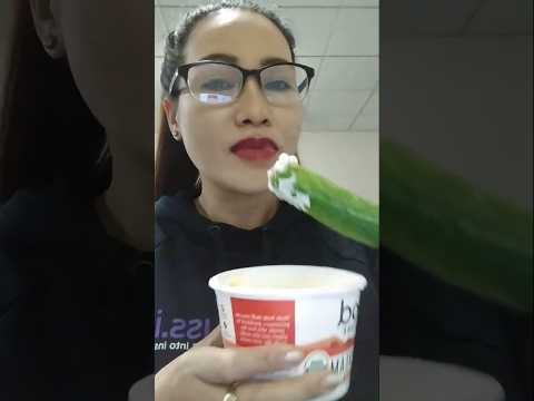 CUCUMBER WITH SOUR CREAM #food #everyone #shortsfeed #mukbang #eating #cucumber