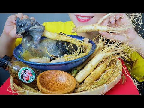 ASMR COOKING KOREAN GINGSENG X BLACK CHICKEN SOUP EATING SOUNDS | LINH-ASMR