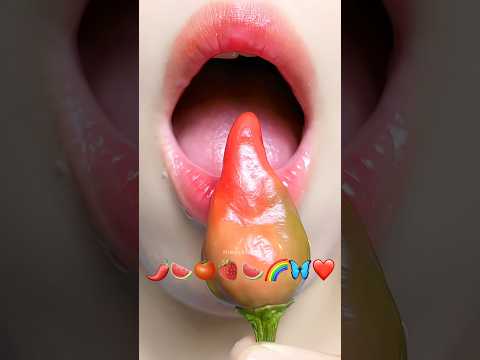 Red Food 🍉🍓🍅 #asmr #mukbang #satisfying #eatingsounds #emojichallenge #meoasmr