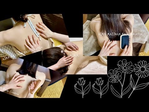 Back Scratching Massage / 1 Hour ASMR Compilation Hair Brushing ( comb, nails, towel )