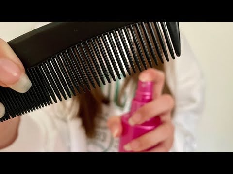 ASMR Spray spray spray, Comb comb comb! Spraying + combing your hair | camera combing | lo-fi