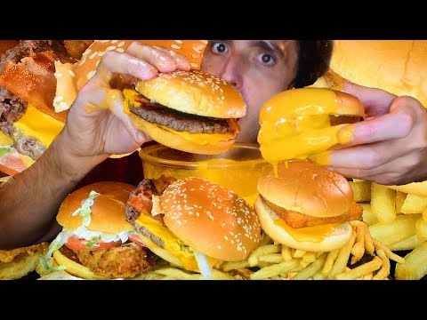 MCDONALDS CHEESE SAUCE FEAST! CHICKEN, BURGERS, FISH & FRIES * ASMR NO TALKING * | Nomnomsammieboy