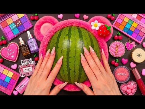 ASMR Makeup on Watermelon (No Talking). #1makeup