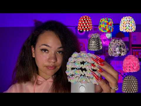 ASMR On ALL of My Embellished Mic Covers (no talking)🎙️🤫