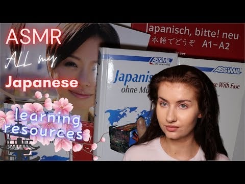 ASMR All of My JAPANESE Learning Resources (soft spoken) book haul, show&tell