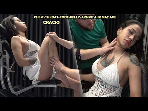 PERFECT HYPNOTIC LADY CHEST - FOOT MASSAGE + CRACKS + ASMR head,face,ear,belly,arm,hip,back massage