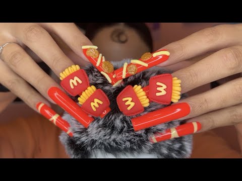 XXL Nail Tapping ASMR🍟 | Fluffy Mic Cover