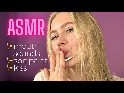 ASMR 🎧 mouth sounds | spit paint 🎨 | kiss 💋 #asmrminuha #asmr 