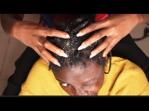 ASMR SCALP SCRATCHING AND FAKE FLAKES REMOVAL WITH LONG NAILS 😴