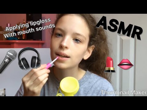 ASMR applying lipgloss with mouth sounds and slime