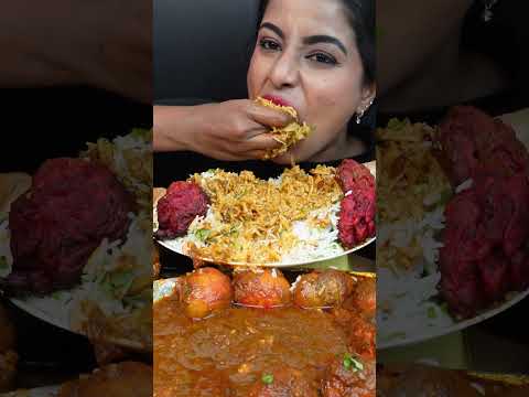 ASMR Eating Spicy Whole Chicken Curry,Poori,Kadai Chicken Masala,Rice Big Bites ASMR Eating Mukbang
