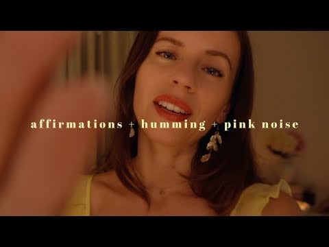 ASMR REIKI quieting your overactive mind before sleep (humming, affirmations and pink noise)