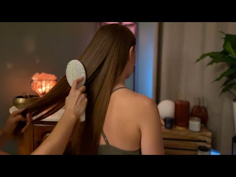 ASMR | Relaxing Hair Play ✨ Brushing, Back Scratching, Ponytail (Soft Spoken, Real Person ASMR)