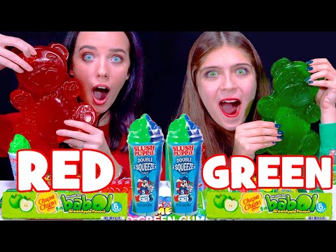 ASMR RED FOOD vs GREEN FOOD CHALLENGE