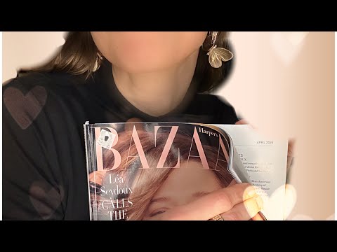 🦋 ASMR PAGE/PAPER TURNING & SQUEEZING GLOSSY FASHION MAGAZINE BAZAAR