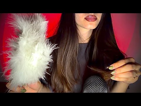 ASMR Gently Tickling You with Hair and Feathers 🪶☁️ (close-up whispers, brushing, mouth sounds) 