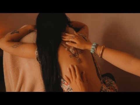 ASMR the softest back massage for sleep (tracing, crystals, tattoos, soft hair) with music option