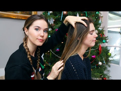 ASMR TWINS Hairplay, Scalp Massage, Hair Brushing, & Soft Singing (whispered)