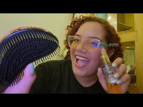 ASMR LAVANDO SEU CABELO e PASSANDO CHAPINHA 💕😍