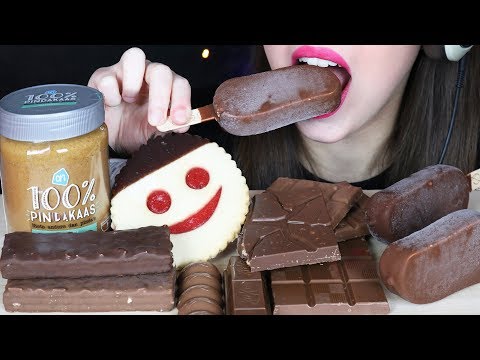 ASMR PEANUT BUTTER CHOCOLATE FEAST & SALTED CARAMEL ICE CREAM (EATING SOUNDS) No Talking MUKBANG 먹방