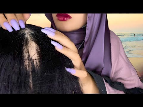 ASMR Cleaning Your Hair From Sand - Relaxing Ocean Sounds (Scalp Scratching, Washing, Massaging)