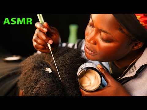 Asmr 4 sleep, attentive hair pickin, parting, greasing, braid loosening, SOFT WHISPER, SCALP SCRATCH