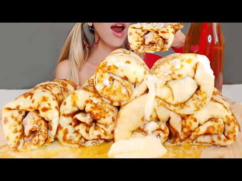 ASMR FRESH CREAM CREPES, CHOCOLATE CREAM CREPES & BUTTER | MUKBANG NoTalking