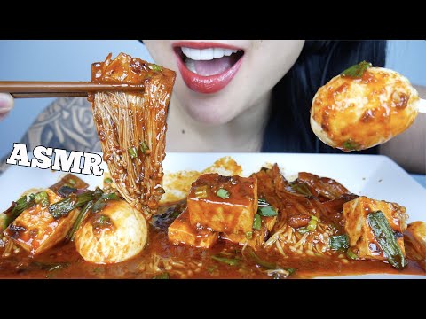 ASMR ENOKI MUSHROOM + EGGS + TOFU *SPICY KOREAN SAUCE (EATING SOUNDS) NO TALKING | SAS-ASMR