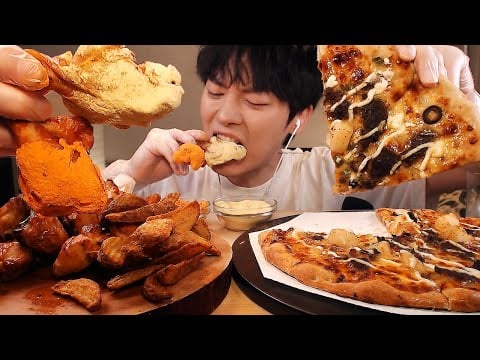MUKBANG|굽네치킨 신메뉴 치트킹 리뷰 먹방|피자,치킨,감자튀김|Chicken, Pizza, Potato EATING SOUNDS[SIO ASMR 시오]