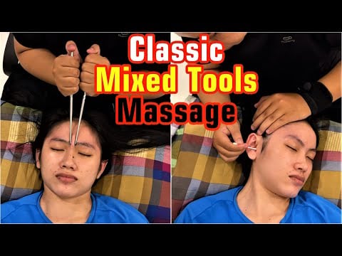 Relaxing Classic Mixed Tools Massage | ASMR Head Face Ears Massage