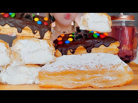 ASMR FRESH CRUNCHY CREAM BREAD, M&Ms 크림빵 룩 Dessert Mukbang (No Talking)