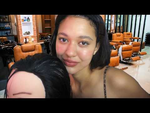 ASMR cabelereira corta e lava seu cabelo (salão de beleza)