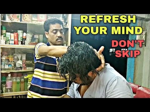 Mind refreshing Head and body massage By Indian street barber ASMR