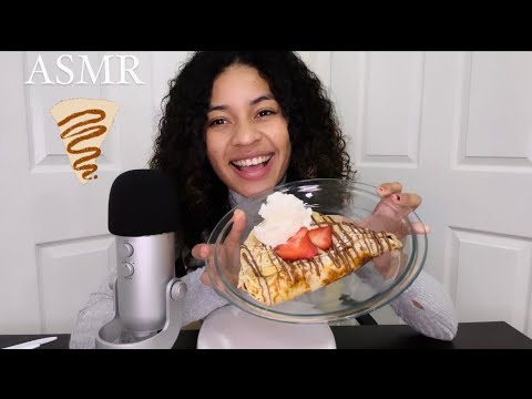 ASMR Español - COMIENDO CREPES DE FRESA, BANANA, NUTELA Y HELADO 🍦
