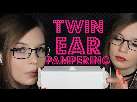 Twin Ear Pampering 💛 Ear Massage, Kisses, Breathing, Cotton | Almost No Talking | Binaural HD ASMR,