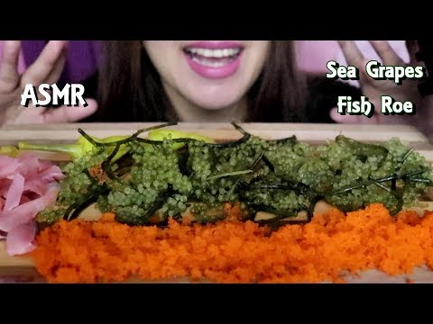 ASMR RAW SEA GRAPES + TOBIKO EGGS POPPING SOUNDS No Talking