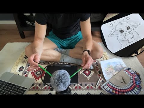 ASMR Drawing Baby Yoda | soft spoken