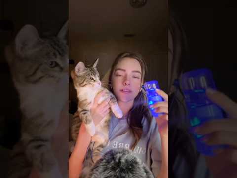 I had no idea she was afraid of the facial mister😭 she’s okay #asmr #asmrvideo #asmrsounds