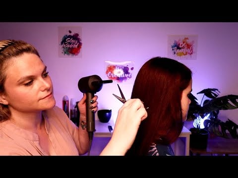 A Real Person ASMR Haircut, Hair Drying & Straightening: True Salon Experience!!