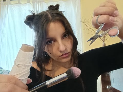 ASMR making you look fake for a halloween party 🎃 (you're actually a monster)
