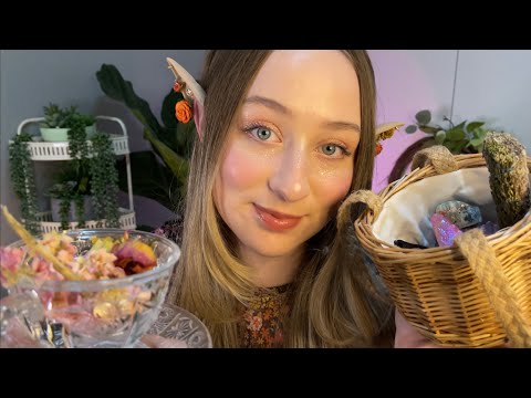 ASMR aura cleansing, flower tea & healing crystals🧚‍♂️✨| Fairy RP