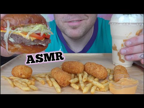 ASMR BURGER AND FRIES *MILK SHAKE FOR DESSERT (EATING SOUNDS) NO TALKING | SAS-ASMR