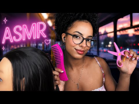 ASMR Corte de Cabelo Feminino no Ônibus 🚌 ✂️ Super Relaxante 😴