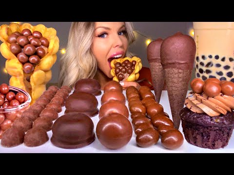 ASMR BUBBLE WAFFLE, ICE CREAM, TAPIOCA BUBBLE TEA, LINDT, BROOKSIDE MARSHMALLOW CHOCOLATE MUKBANG 먹방