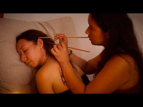You Won't Stay Awake...Back Tracing Massage, Scalp Check, Ear Seeds & Hugging with Sister ASMR