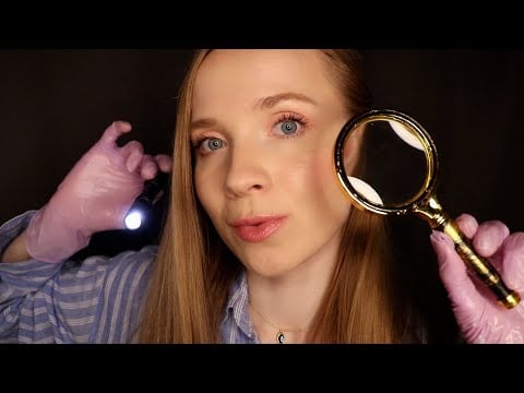 ASMR SUOMI Tutkitaan ja Mitataan Sun Kasvoja💤Kosmetologi❤️ASMR Face Exam, Measuring, Gloves, Light