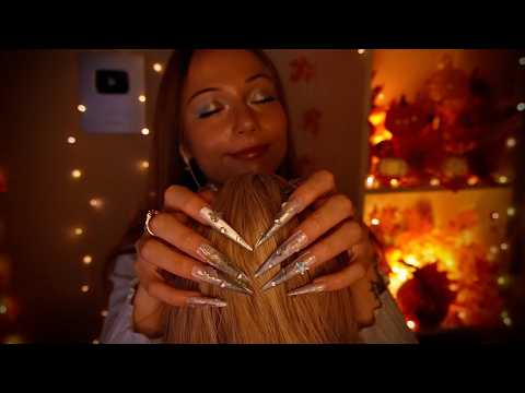 ASMR scalp massage and whispering for sleep 🪄💤 ((light then dark mode))